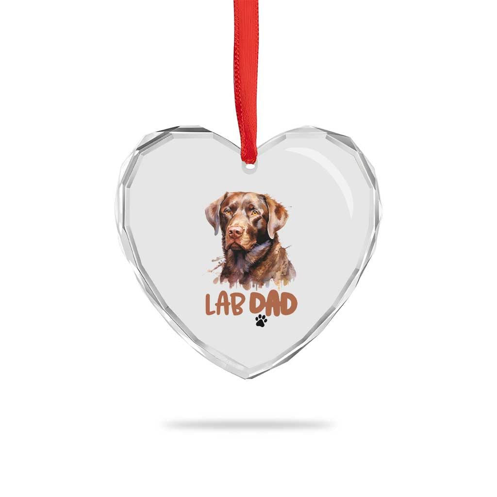 Chocolate Labrador Retriever Dad Heart Crystal Glass Ornament Dog Lover Gift - Wonder Print Shop