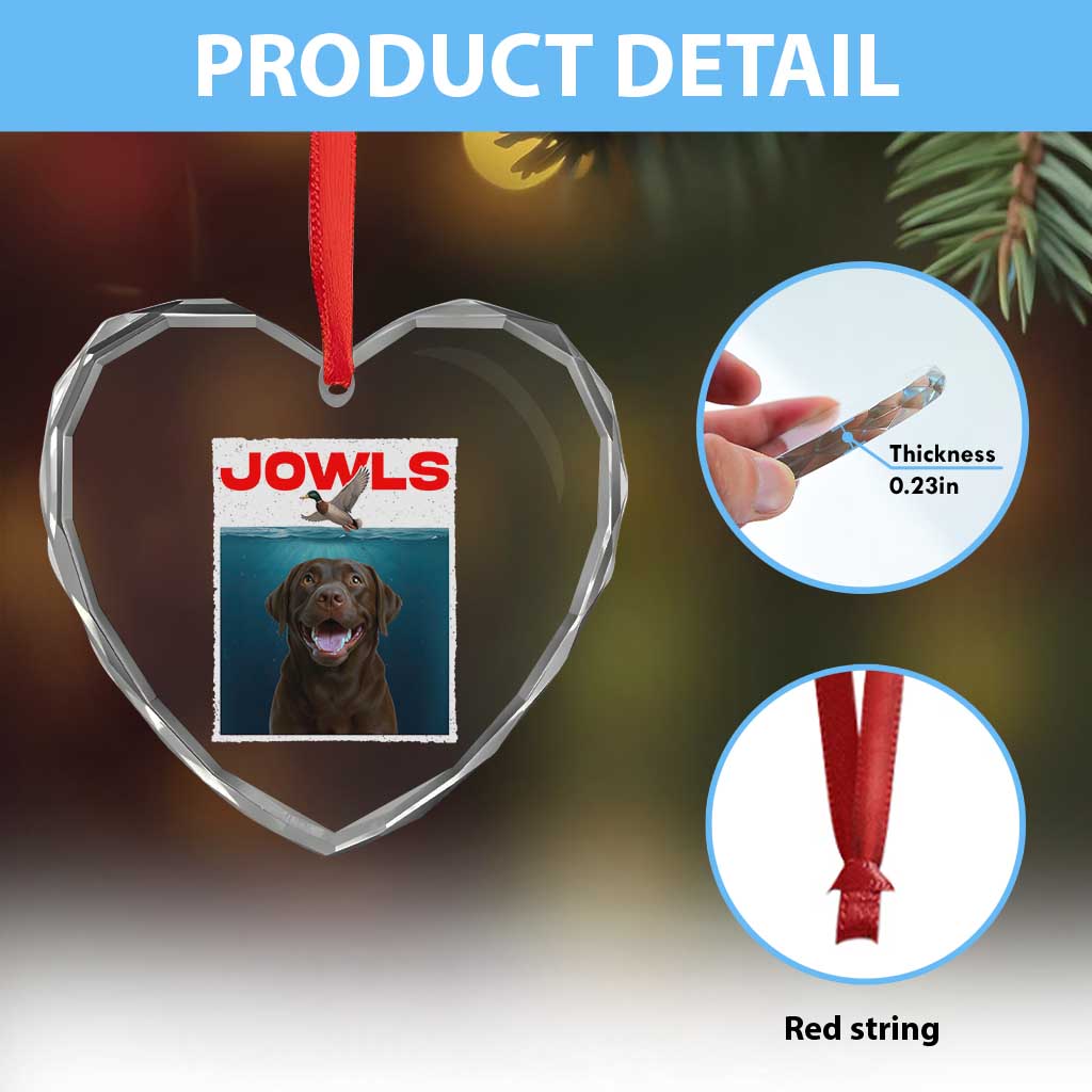 Chocolate Labrador Retriever Heart Crystal Glass Ornament Funny Jowls Horror Dog Poster - Wonder Print Shop