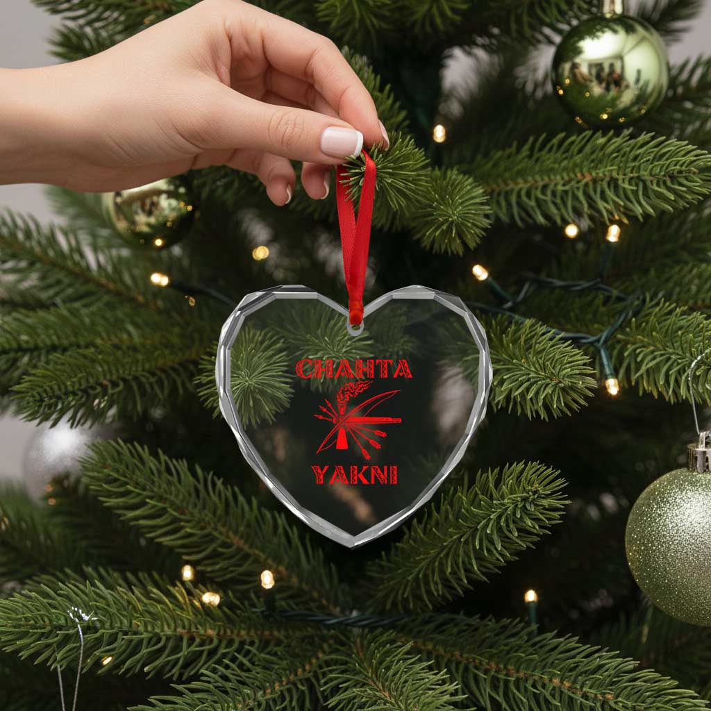 Choctaw Nation Chahta Yakni Native American Heart Crystal Glass Ornament