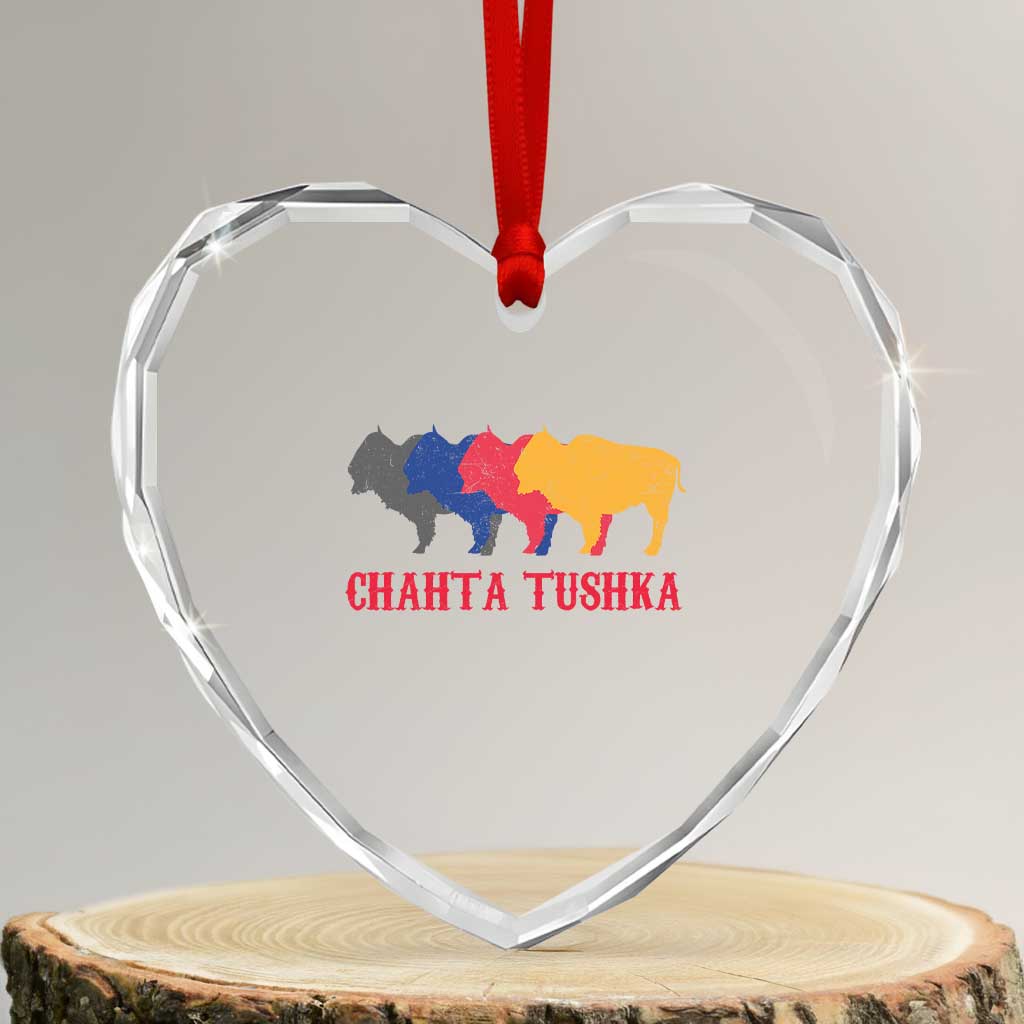 Choctaw Native American Chahta Tushka Heart Crystal Glass Ornament