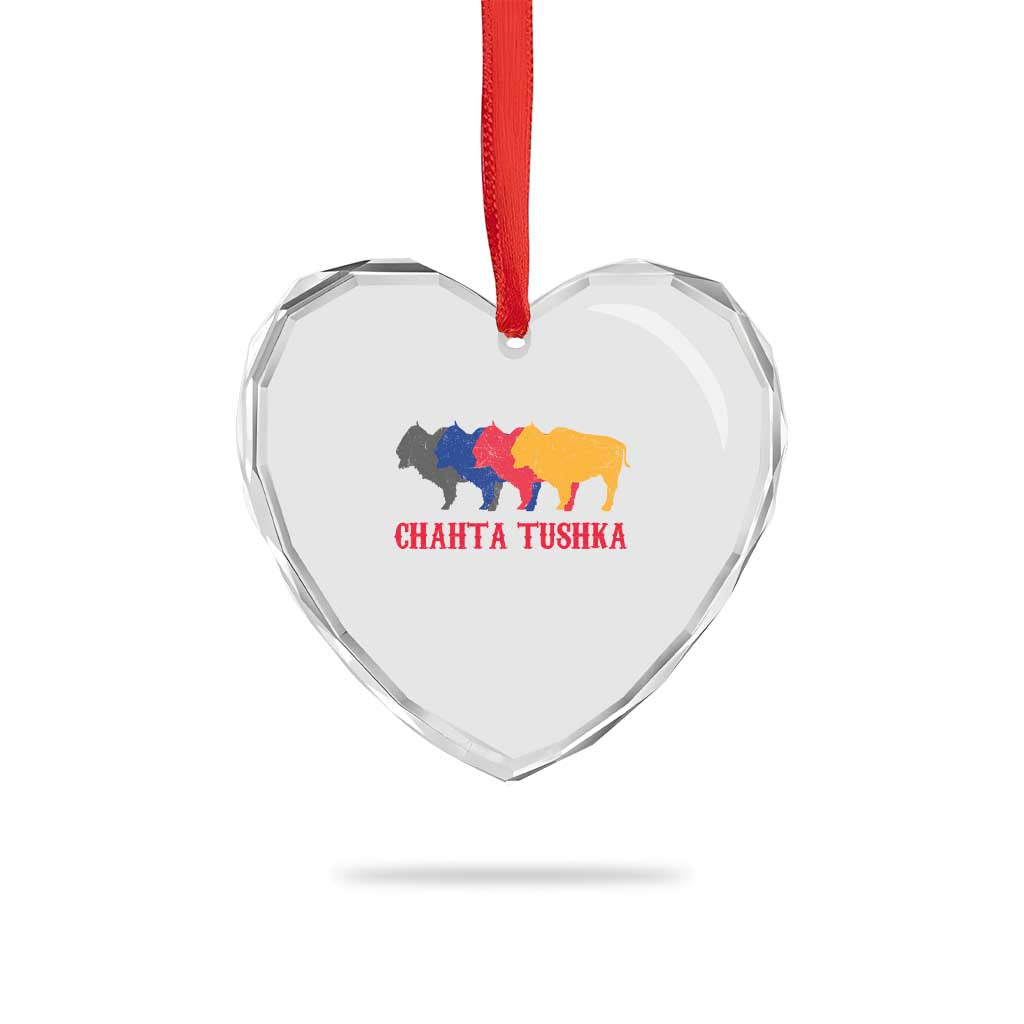 Choctaw Native American Chahta Tushka Heart Crystal Glass Ornament