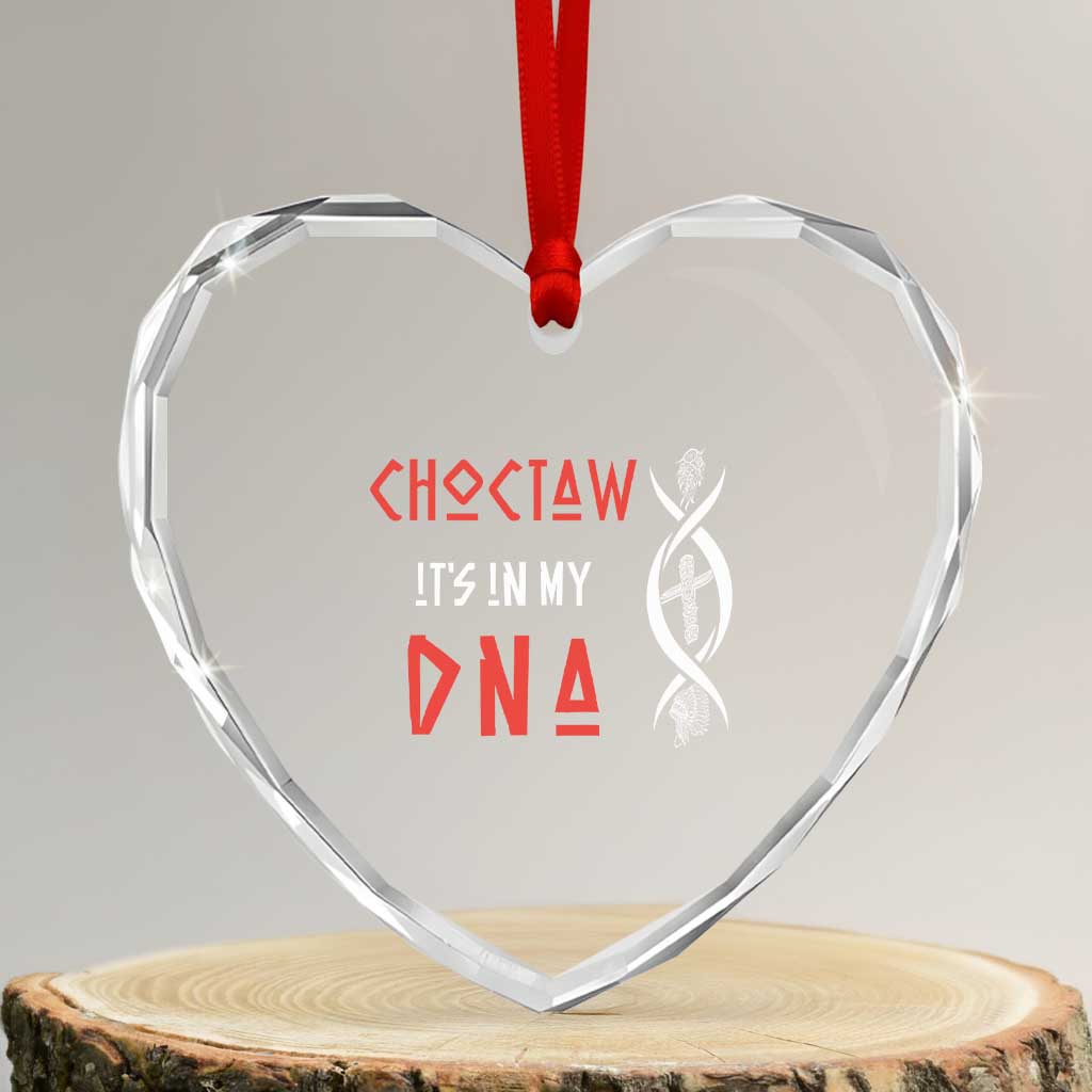 Choctaw Native American DNA Roots Indian Pride Heart Crystal Glass Ornament