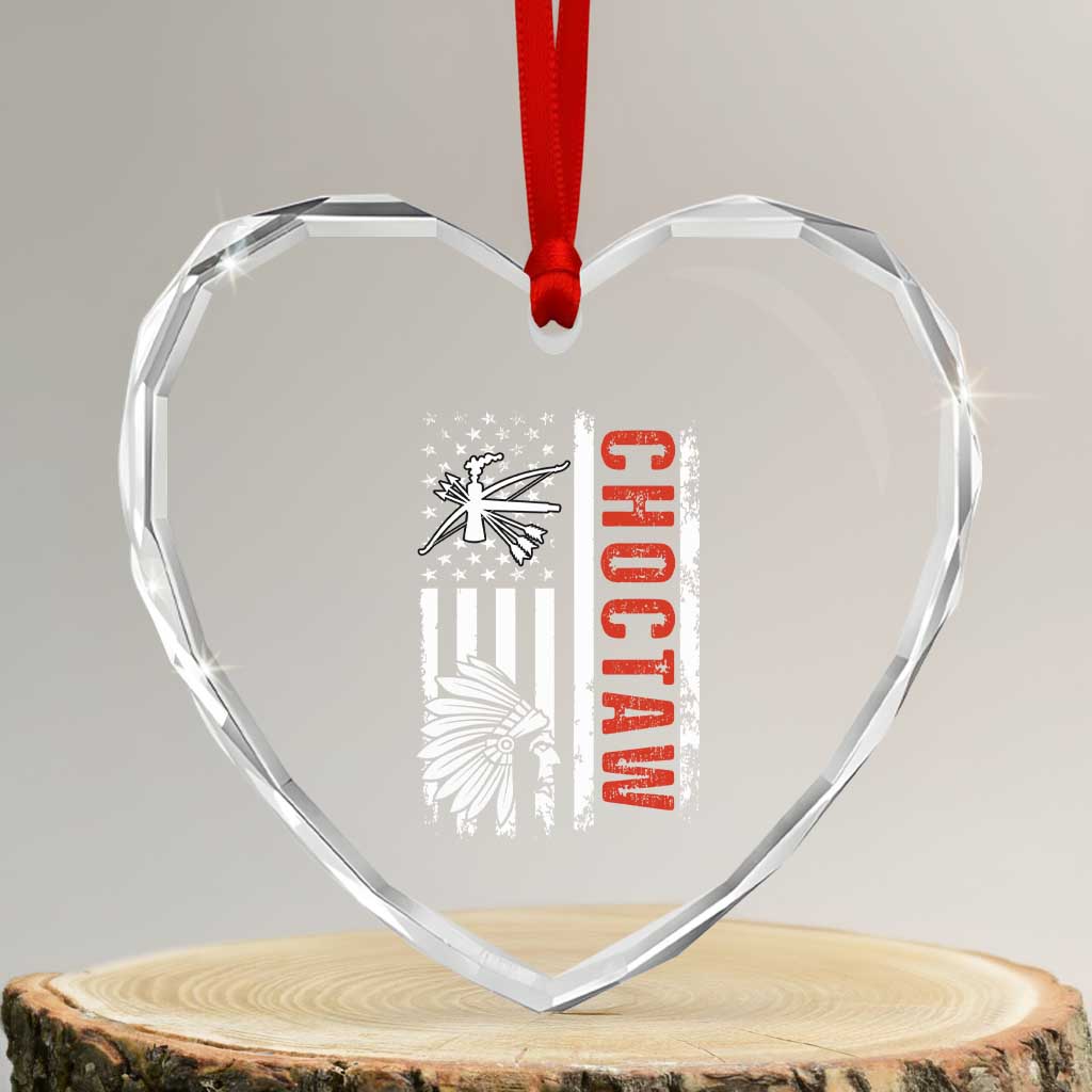 Choctaw Tribe Native American Day Indigenous Peoples Day Heart Crystal Glass Ornament - Wonder Print Shop