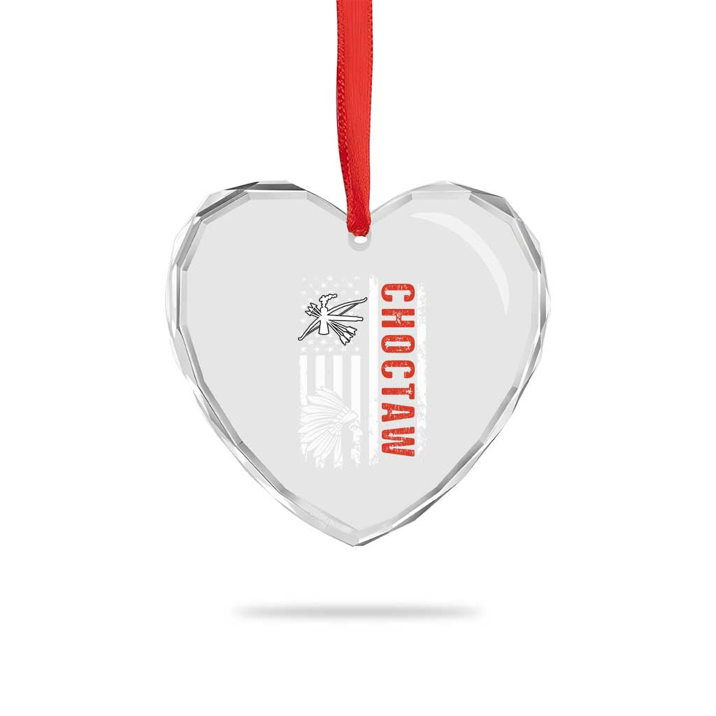Choctaw Tribe Native American Day Indigenous Peoples Day Heart Crystal Glass Ornament - Wonder Print Shop