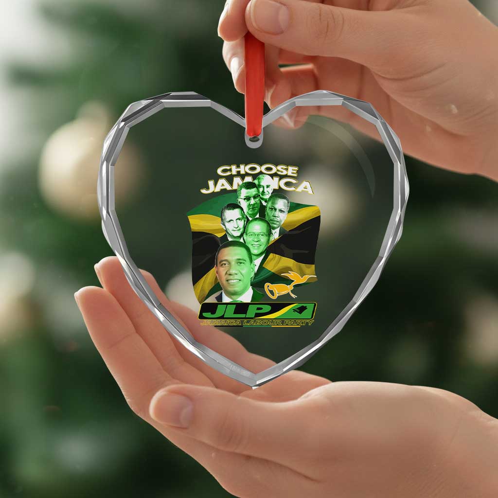 Choose Jamaica JLP Supporter Heart Crystal Glass Ornament Patriotic Leaders Jamaica Jamaica Labor Party Politics - Wonder Print Shop