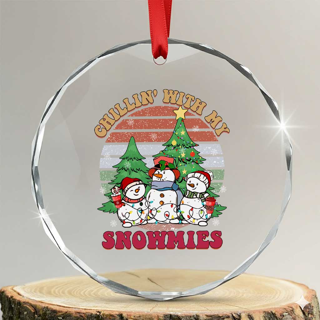 Chrismas Snowman Crystal Glass Ornament Chillin' With My Snowmies Retro Xmas Vibe TS02