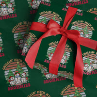 Chrismas Snowman Wrapping Paper Roll Chillin' With My Snowmies Retro Xmas Vibe
