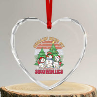 Chrismas Snowman Heart Crystal Glass Ornament Chillin' With My Snowmies Retro Xmas Vibe - Wonder Print Shop