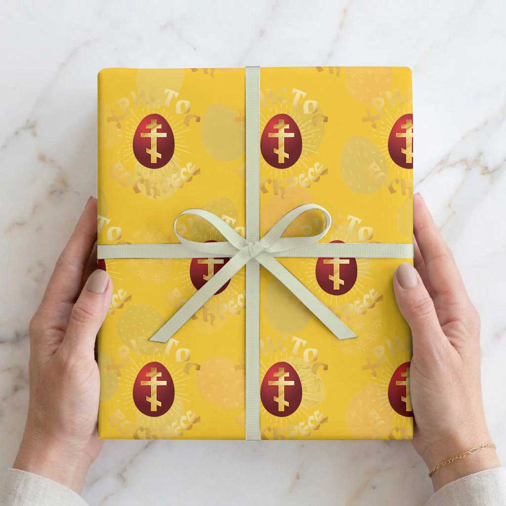 Christ He is Risen Wrapping Paper Roll Khristos Voskress Russian Orthodox Easter Red Eggs