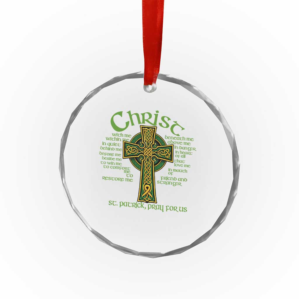 Christ St Patrick Pray For Us Christian Catholic Religious Celtic Cross Crystal Glass Ornament