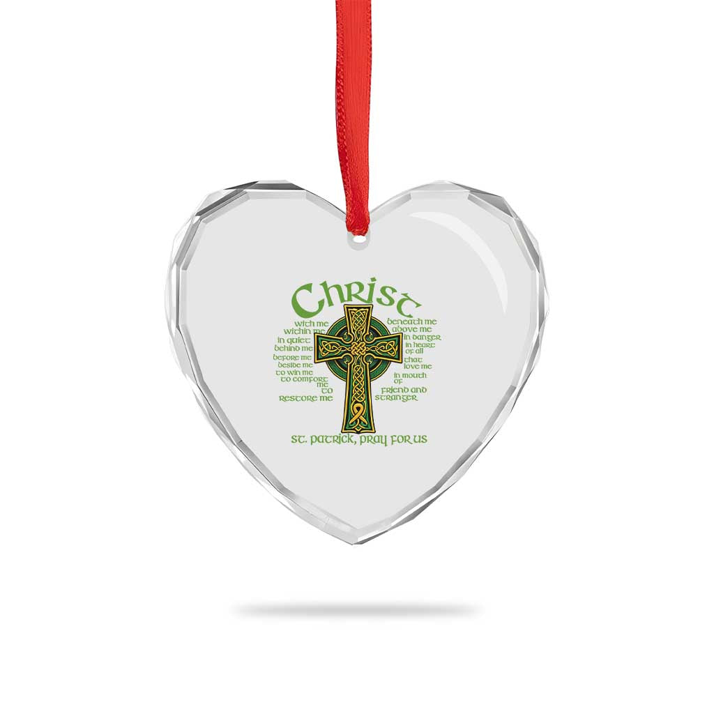 Christ St Patrick Pray For Us Christian Catholic Religious Celtic Cross Heart Crystal Glass Ornament