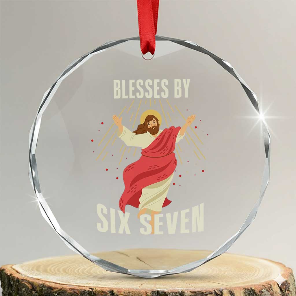 Christian 67 Meme Crystal Glass Ornament Blesses By Six Seven Funny - Wonder Print Shop
