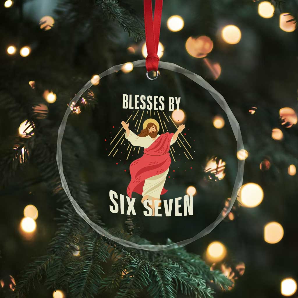 Christian 67 Meme Crystal Glass Ornament Blesses By Six Seven Funny - Wonder Print Shop