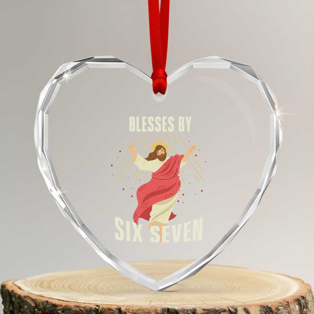 Christian 67 Meme Heart Crystal Glass Ornament Blesses By Six Seven Funny - Wonder Print Shop
