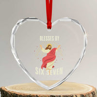 Christian 67 Meme Heart Crystal Glass Ornament Blesses By Six Seven Funny - Wonder Print Shop