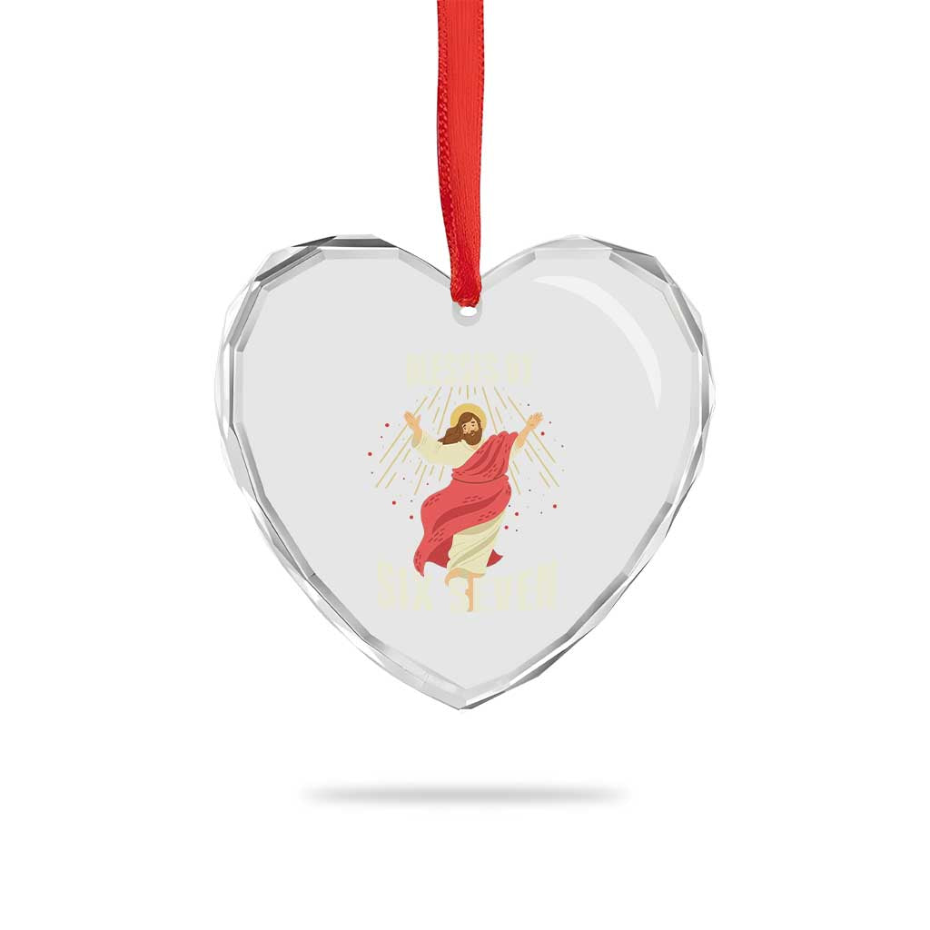 Christian 67 Meme Heart Crystal Glass Ornament Blesses By Six Seven Funny - Wonder Print Shop