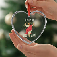 Christian 67 Meme Heart Crystal Glass Ornament Blesses By Six Seven Funny - Wonder Print Shop