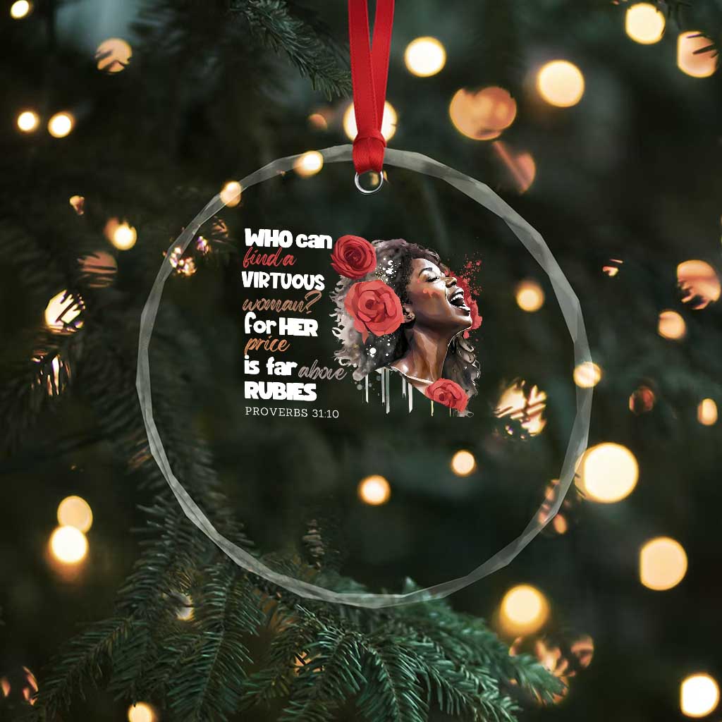 Christian African American Crystal Glass Ornament Who Can Find A Virtuous Woman - Wonder Print Shop
