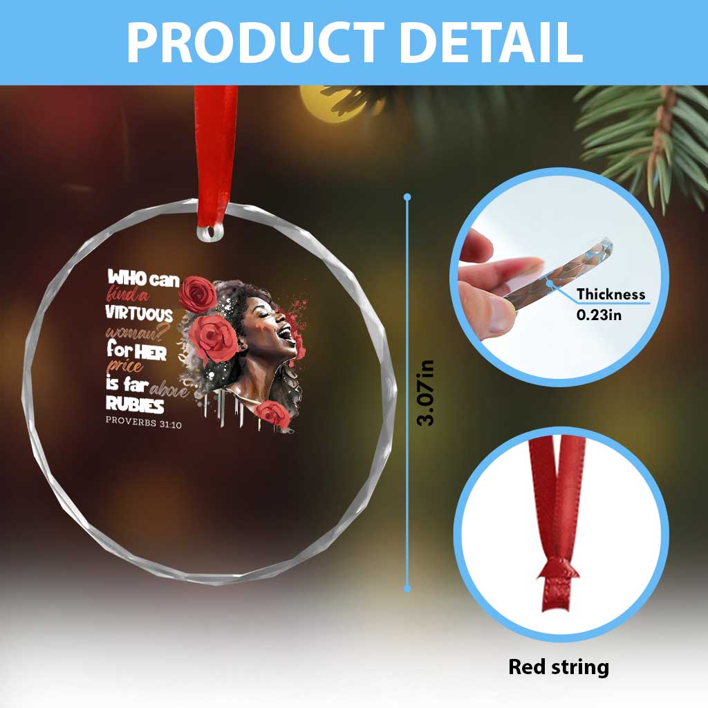 Christian African American Crystal Glass Ornament Who Can Find A Virtuous Woman - Wonder Print Shop