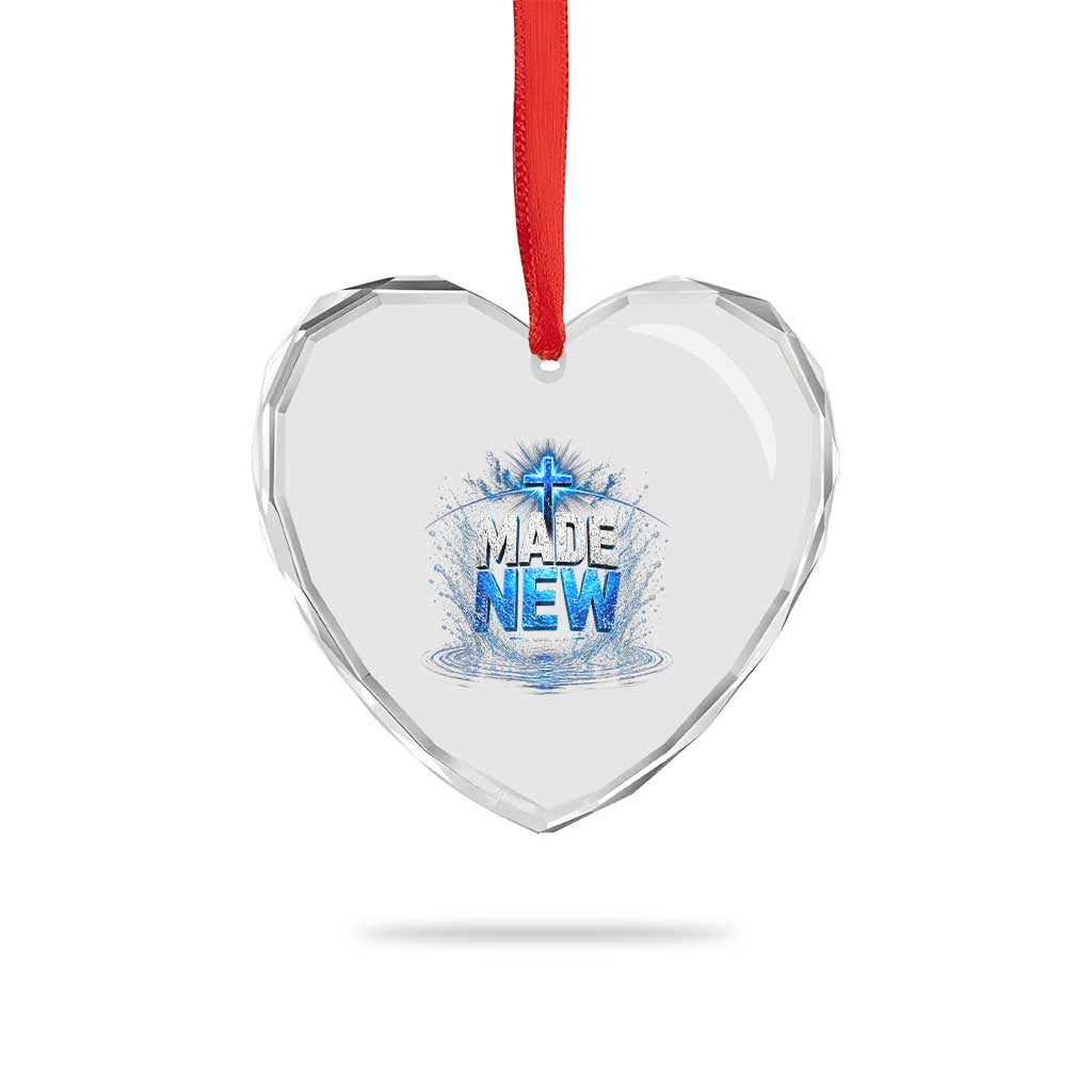 Christian Baptism Heart Crystal Glass Ornament Made Water Bible Verse Baptized