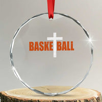 Christian Basketball Cross Crystal Glass Ornament Retro Vintage Minimal Religious Faith