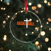 Christian Basketball Cross Crystal Glass Ornament Retro Vintage Minimal Religious Faith