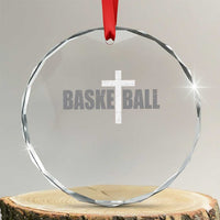 Christian Basketball Cross Crystal Glass Ornament Vintage Minimal Religious Faith