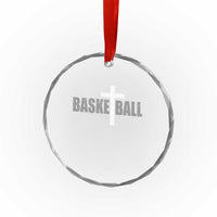 Christian Basketball Cross Crystal Glass Ornament Vintage Minimal Religious Faith