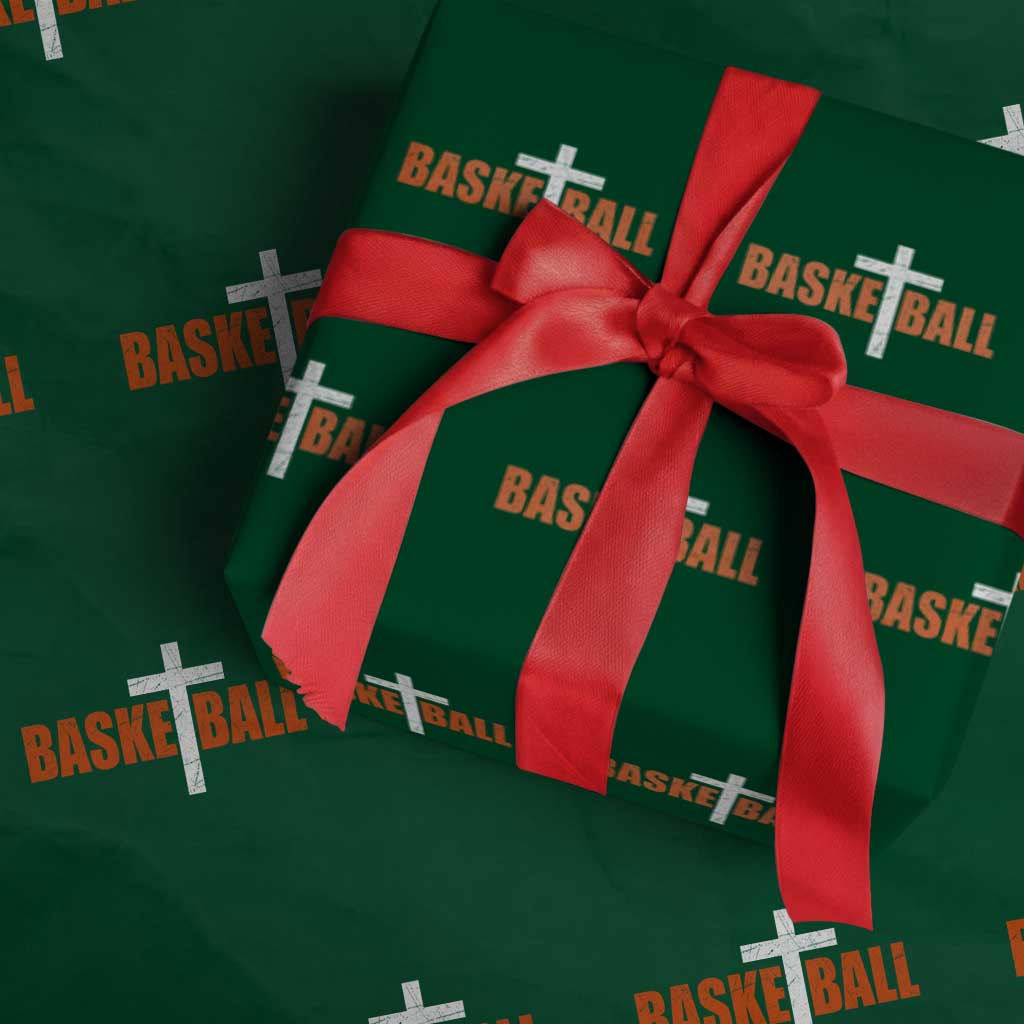 Christian Basketball Cross Wrapping Paper Roll Retro Vintage Minimal Religious Faith