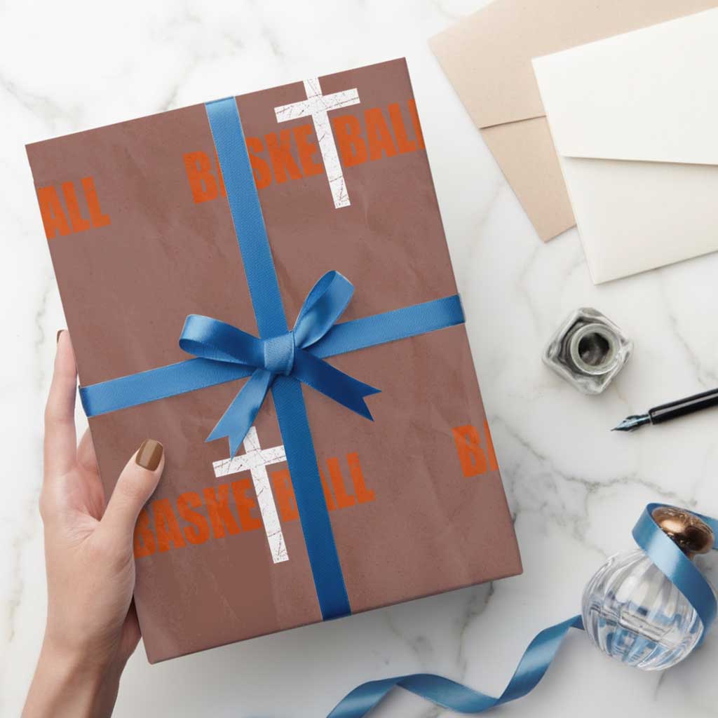 Christian Basketball Cross Wrapping Paper Roll Retro Vintage Minimal Religious Faith