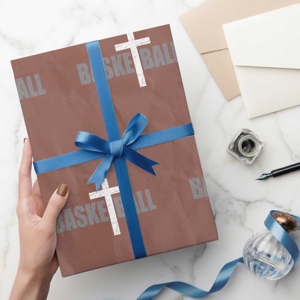 Christian Basketball Cross Wrapping Paper Roll Vintage Minimal Religious Faith