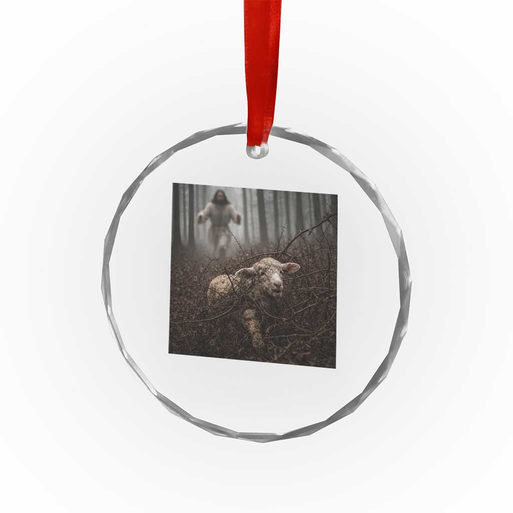 Christian Biblical Parable Of Lost Sheep Scene Crystal Glass Ornament Funny Photo