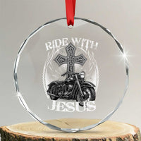 Christian Biker Crystal Glass Ornament Ride With Jesus Religious Faith Motorcycle Rider TS11