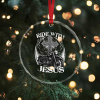 Christian Biker Crystal Glass Ornament Ride With Jesus Religious Faith Motorcycle Rider TS11