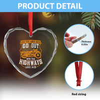 Christian Biker Heart Crystal Glass Ornament And The Lord Said Go Out Into The Highways Luke 14 23