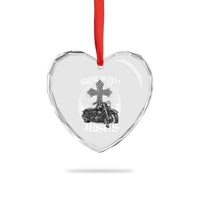 Christian Biker Heart Crystal Glass Ornament Ride With Jesus Religious Faith Motorcycle Rider - Wonder Print Shop