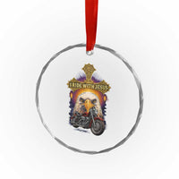 Christian Biker I Ride With Jesus Crystal Glass Ornament Religious Faith Motorcycle Rider Eagle TS11