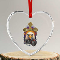 Christian Biker I Ride With Jesus Heart Crystal Glass Ornament Religious Faith Motorcycle Rider Eagle - Wonder Print Shop