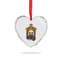 Christian Biker I Ride With Jesus Heart Crystal Glass Ornament Religious Faith Motorcycle Rider Eagle - Wonder Print Shop