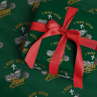 Christian Biker Wrapping Paper Roll I Ride With Jesus Faith Motorcycle - Wonder Print Shop