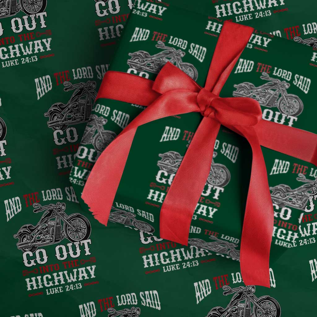Christian Biker Wrapping Paper Roll Lord Said Go Out Into Highways Faith Motorcycle - Wonder Print Shop