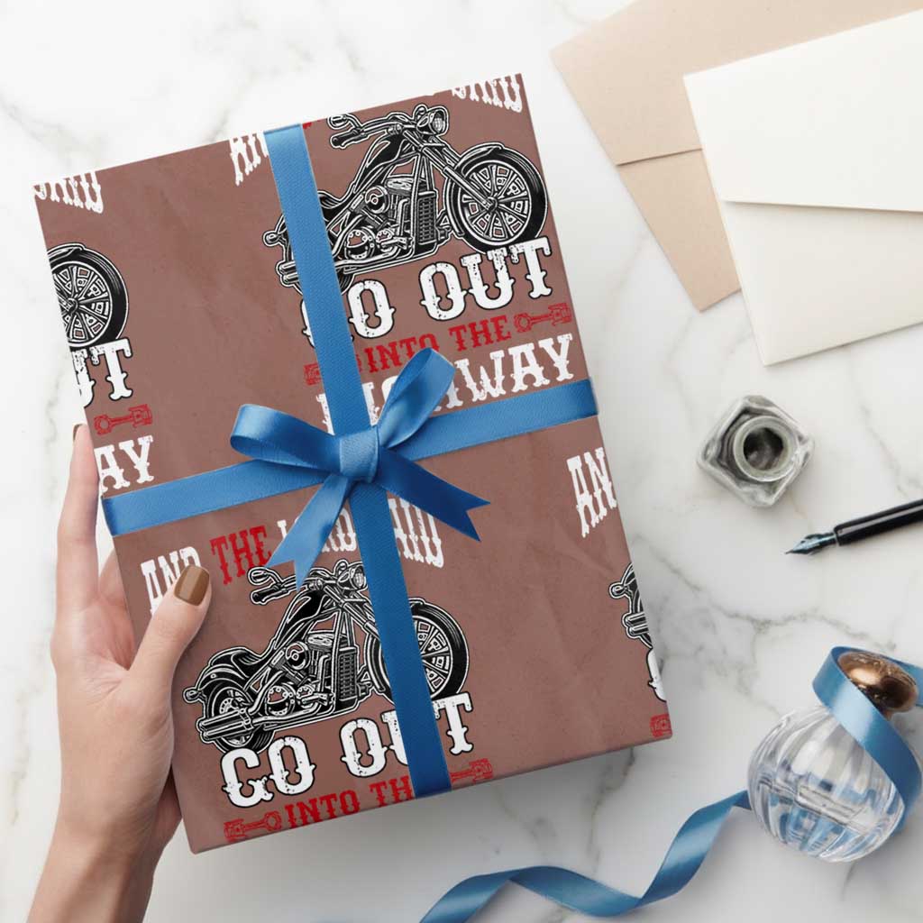 Christian Biker Wrapping Paper Roll Lord Said Go Out Into Highways Faith Motorcycle - Wonder Print Shop