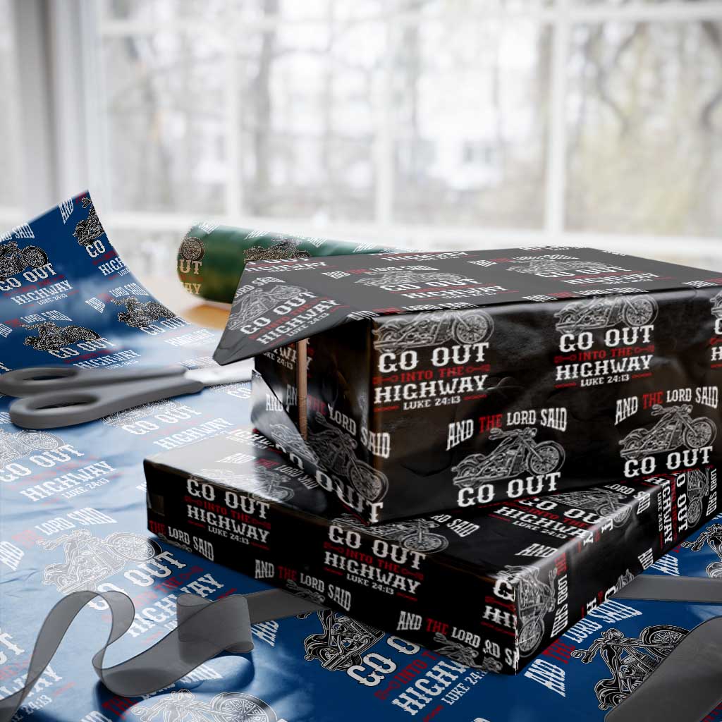 Christian Biker Wrapping Paper Roll Lord Said Go Out Into Highways Faith Motorcycle - Wonder Print Shop