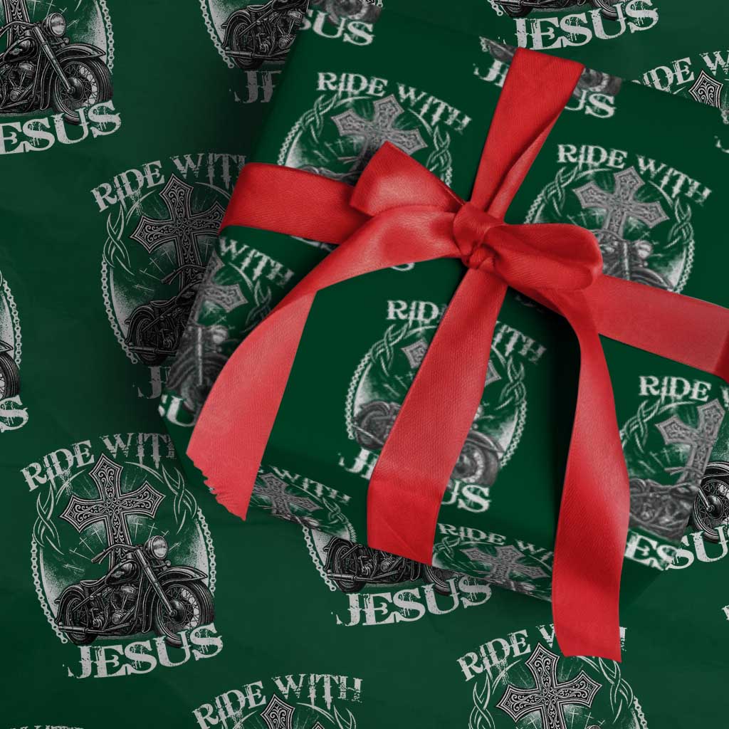 Christian Biker Wrapping Paper Roll Ride With Jesus Religious Faith Motorcycle Rider - Wonder Print Shop