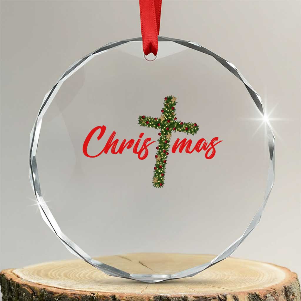 Christian Christmas Crystal Glass Ornament Cross Lights Faith - Wonder Print Shop
