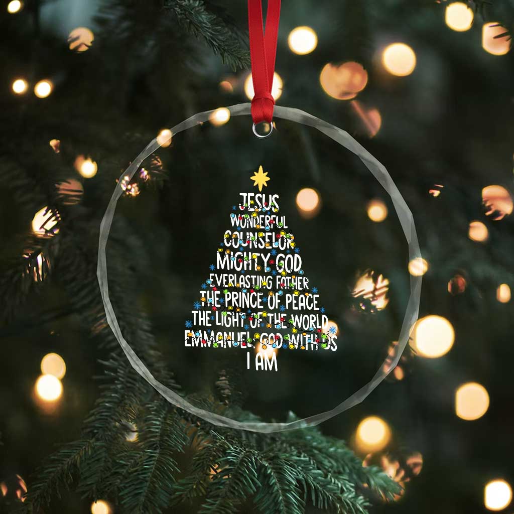 Christian Christmas Crystal Glass Ornament Jesus Wonderful Counselor Mighty God Xmas Tree - Wonder Print Shop