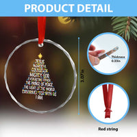 Christian Christmas Crystal Glass Ornament Jesus Wonderful Counselor Mighty God Xmas Tree - Wonder Print Shop