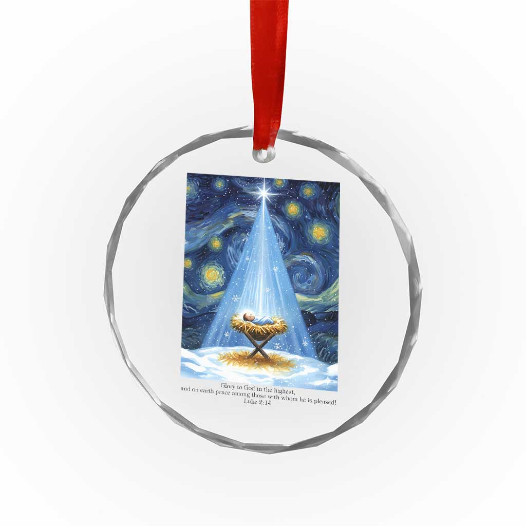 Christian Christmas Crystal Glass Ornament Nativity Scene Jeus Baby Starry Night Xmas - Wonder Print Shop