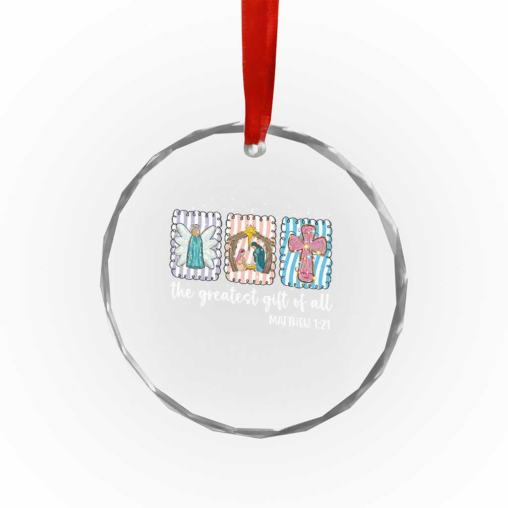 Christian Christmas Crystal Glass Ornament The Greatest Gift Of All Jesus Nativity Scene - Wonder Print Shop