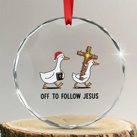Christian Christmas Goose Crystal Glass Ornament Off To Follow Jesus - Wonder Print Shop
